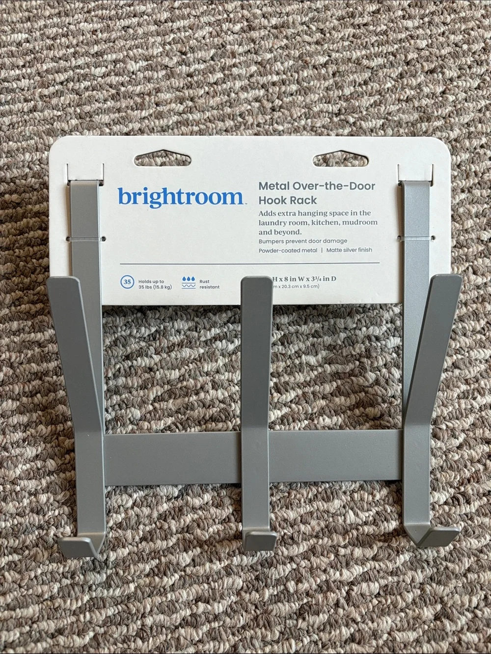 brightroom Gray Metal Over-the-Door Hook Rack